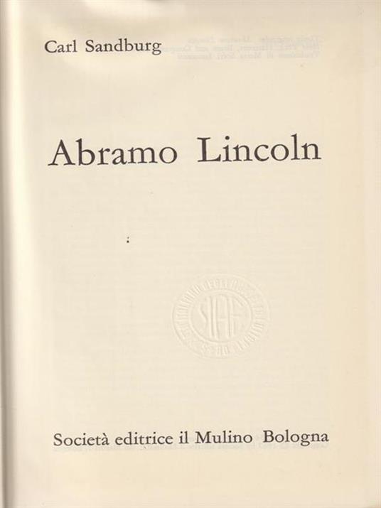   Abramo Lincoln - Carl Sandburg - copertina