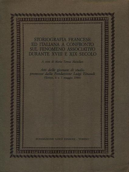   Storiografia francese ed italiana a confronto - Maria Teresa Maiullari - copertina