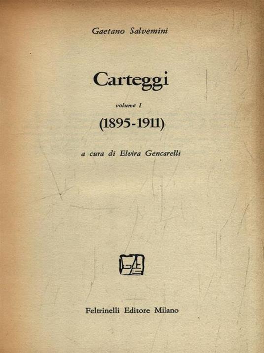   Opere IX Volume I - Carteggi (1895-1911) - Gaetano Salvemini - copertina