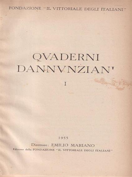   Quaderni dannunziani I-II - Emilio Mariano - copertina