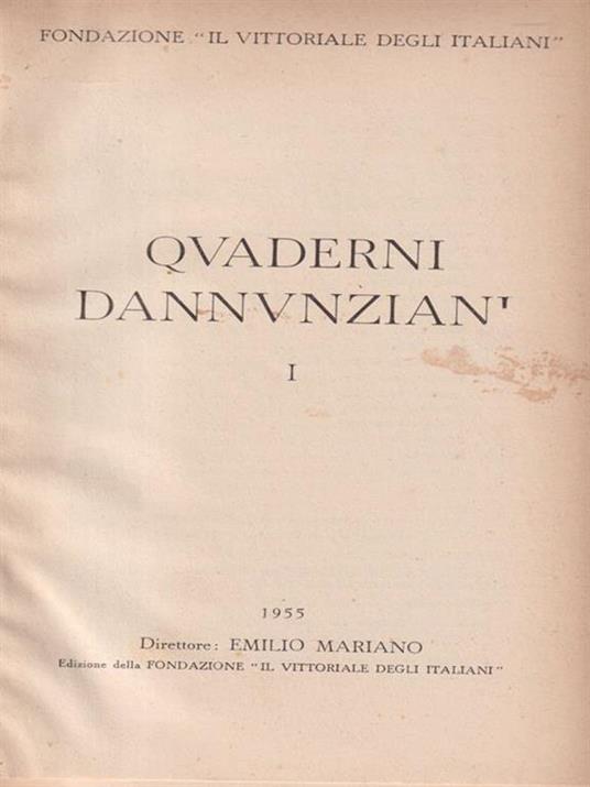   Quaderni dannunziani I-II - Emilio Mariano - copertina