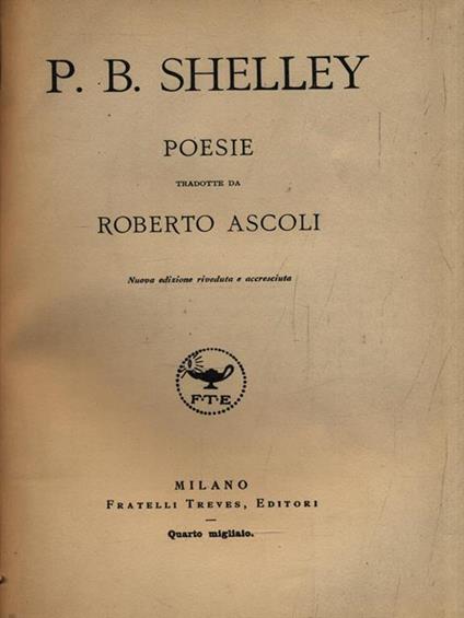   Poesie tradotte da Roberto Ascoli - Percy Bysshe Shelley - copertina