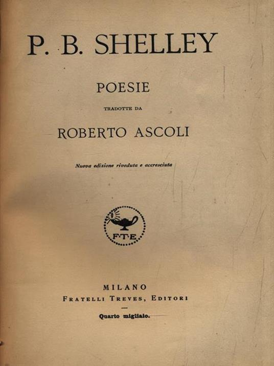   Poesie tradotte da Roberto Ascoli - Percy Bysshe Shelley - copertina