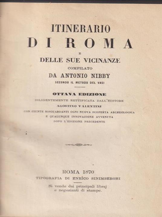   Itinerario di Roma e delle sue vicinanze - Antonio Nibby - copertina