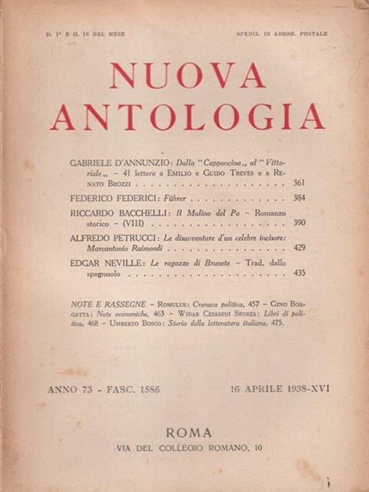   Nuova antologia anno 73 16 aprile 1938 - Luigi Federzoni - copertina
