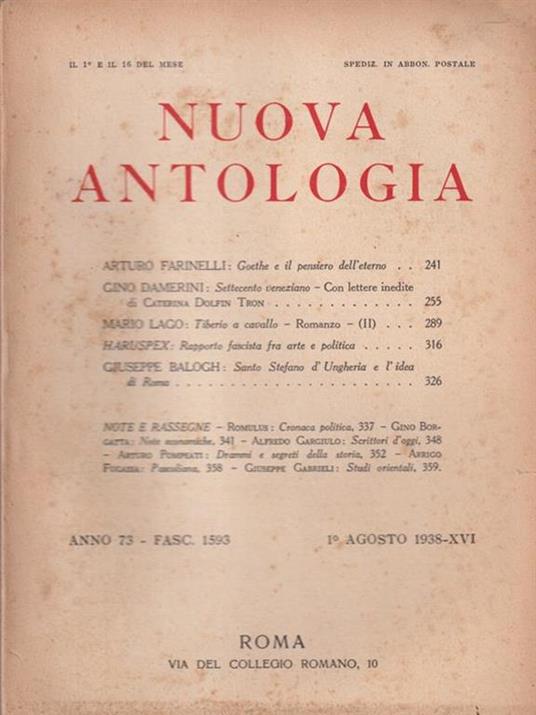   Nuova antologia anno 73 1 agosto 1938 - Luigi Federzoni - copertina