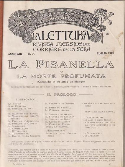   Pisanella o La Morte Profumata - 4 numeri da ''La Letturà' (n. 7-8-9-10) - Gabriele D'Annunzio - copertina