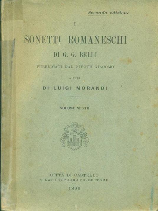 I  sonetti romaneschi Volume 6 - Luigi Morandi - copertina