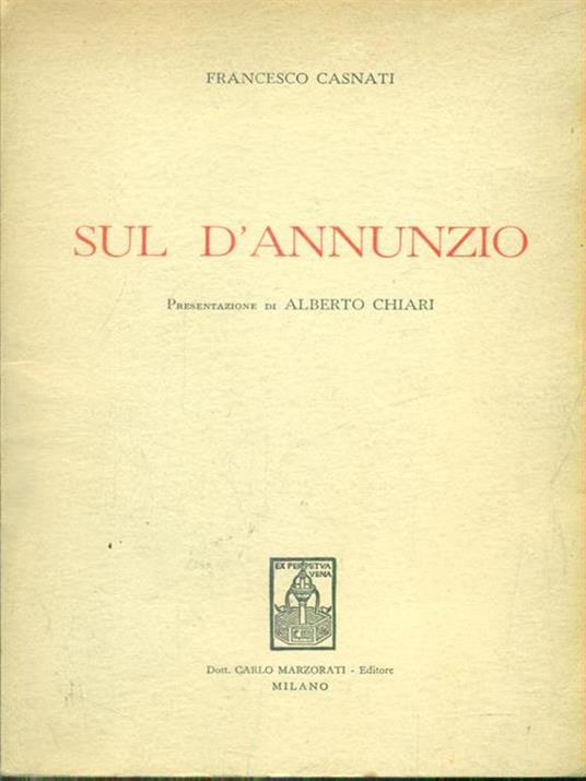   Sul d'Annunzio - Francesco Casnati - copertina