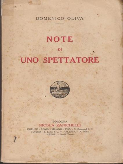 Note di uno spettatore - Domenico Oliva - copertina