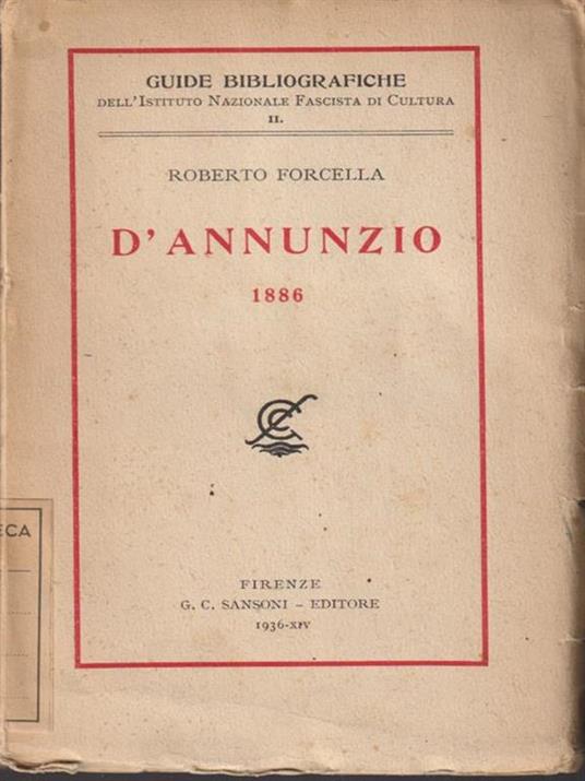 D'Annunzio 1886 - Roberto Forcella - copertina