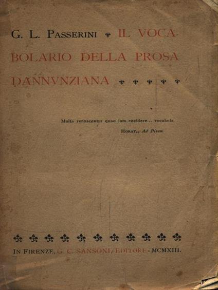 Il vocabolario della prosa italiana - G. L. Passerini - copertina