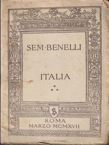 Italia - Sam Benelli - copertina