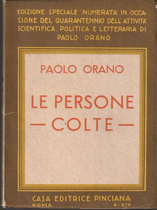 Le persone colte - Paolo Orano - copertina