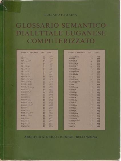 Glossario semantico dialettale luganese computerizzato - Luciano F. Farina - copertina