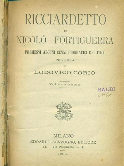 Ricciardetto - Lodovico Corio - copertina