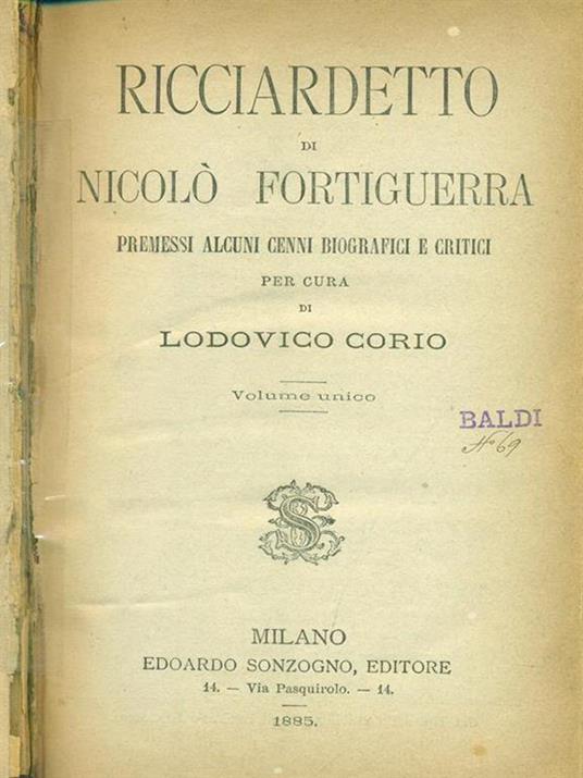 Ricciardetto - Lodovico Corio - copertina