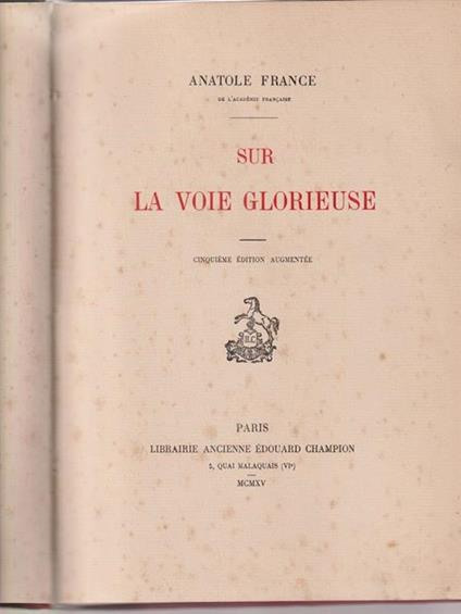   Sur la voie glorieuse - Anatole France - copertina