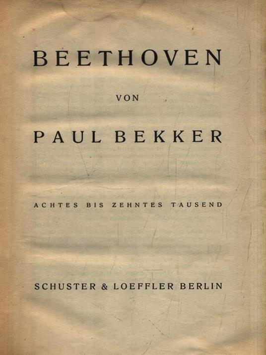   Beethoven - Paul Bekker - copertina