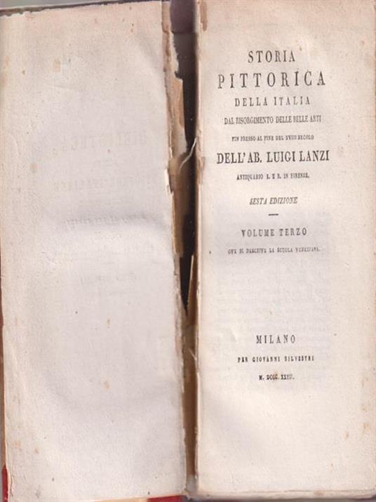   Storia pittorica della Italia. Volume terzo - Luigi Lanzi - copertina
