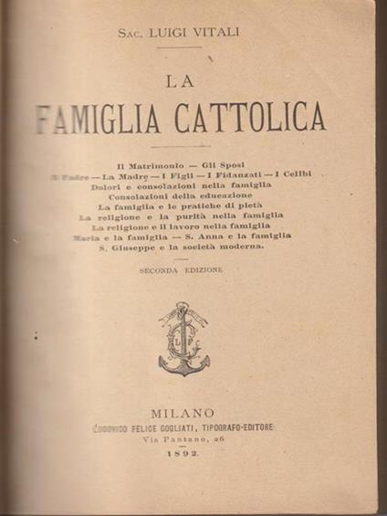 La famiglia cattolica - Luigi Vitali - copertina