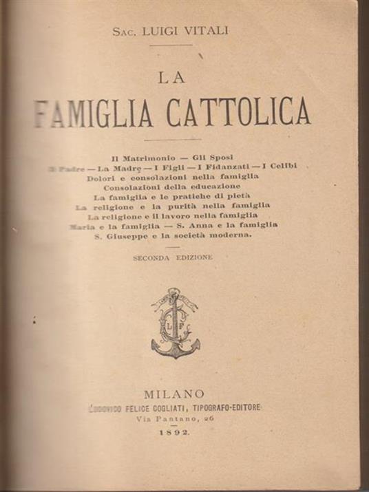 La famiglia cattolica - Luigi Vitali - copertina