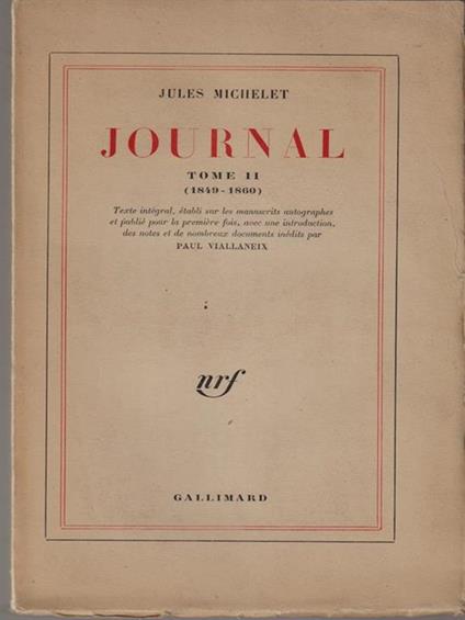   Journal tome II (1849-1860) - Jules Michelet - copertina