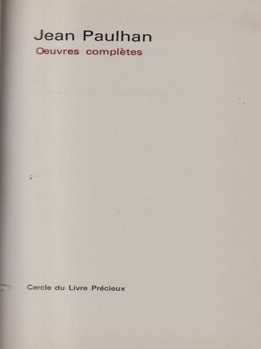   Oeuvres completes tome IV - Jean Paulhan - copertina