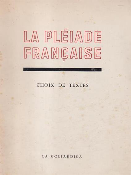 La pleiade francaise - copertina