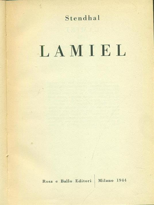   Lamiel - Stendhal - copertina