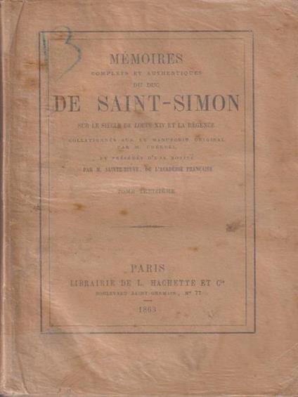   Memoires De Saint Simon tome treizieme - copertina