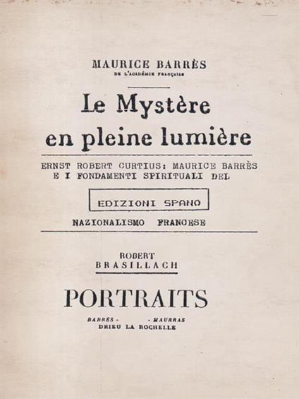 Le Mystere en pleine lumiere - Maurice Barres - copertina