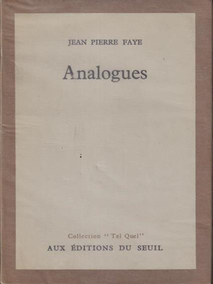   Analogues - Jean Pierre Faye - copertina