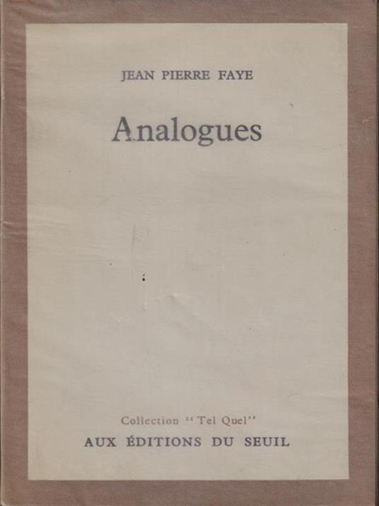   Analogues - Jean Pierre Faye - copertina