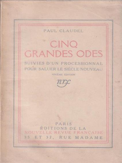   Cinq grandes odes - Paul Claudel - copertina