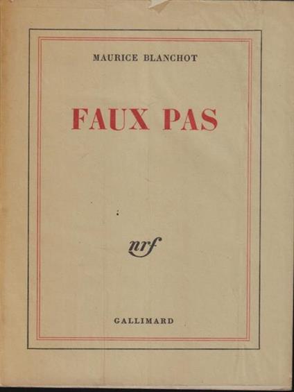   Faux pas - Maurice Blanchot - copertina