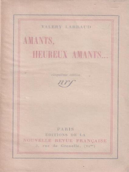   Amants, Heureux amants... - Valéry Larbaud - copertina