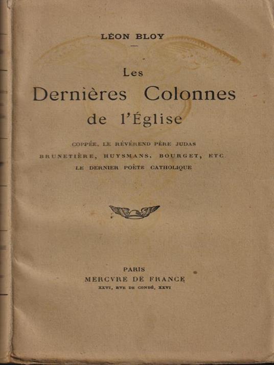 Dernieres colonnes de l'Eglise - Leon Bloy - copertina