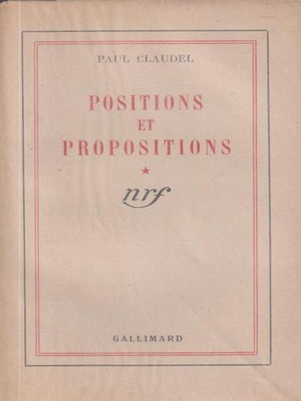   Positions et propositions - Paul Claudel - copertina