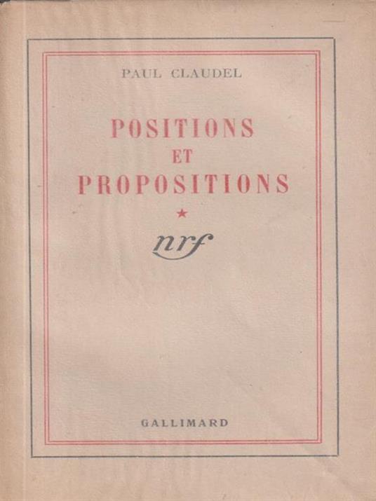   Positions et propositions - Paul Claudel - copertina
