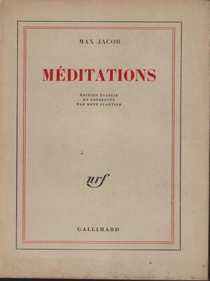   Meditations - Max Jacob - copertina