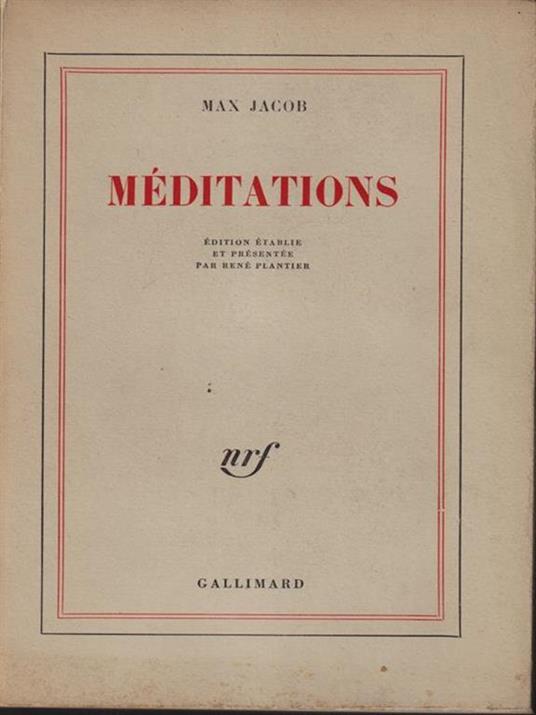   Meditations - Max Jacob - copertina