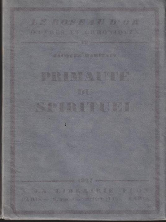   Primaute du spirituel - Jacques Maritain - copertina