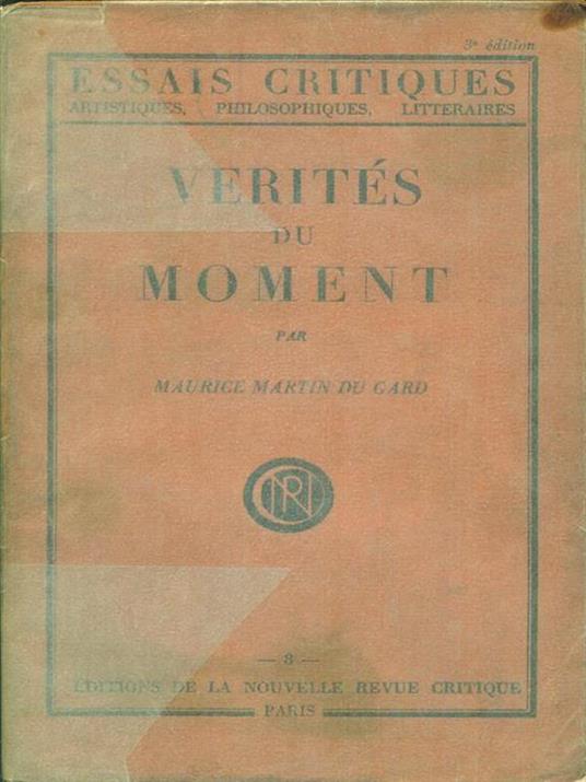   Verites du moment - Maurice Martin Du Gard - copertina