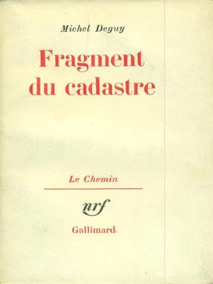   Gragment du cadastre - Michel Deguy - copertina