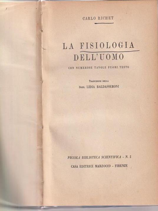 La fisiologia dell'uomo - Carlo Richet - copertina