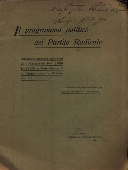   Dal resoconto stenografico: Il programma politico del Partito Radicale - copertina