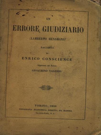 Un errore giudiziario - Enrico Conscience - copertina