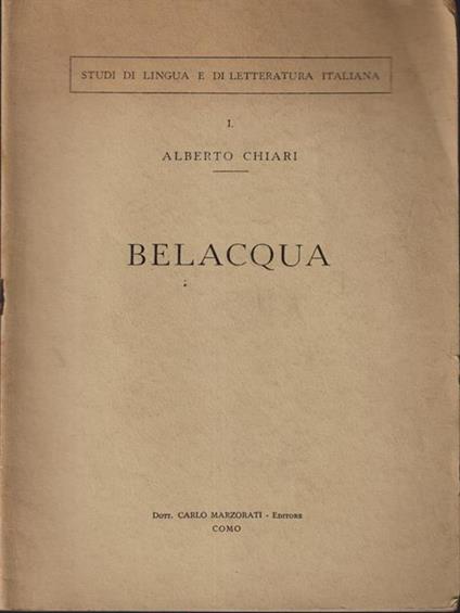   Belacqua - Alberto Chiari - copertina