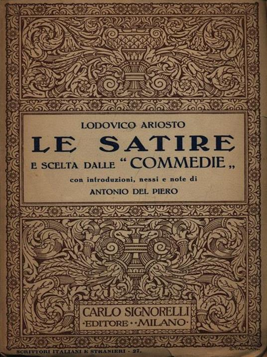 Le satire e scelta dalla Commedie - Ludovico Ariosto - copertina